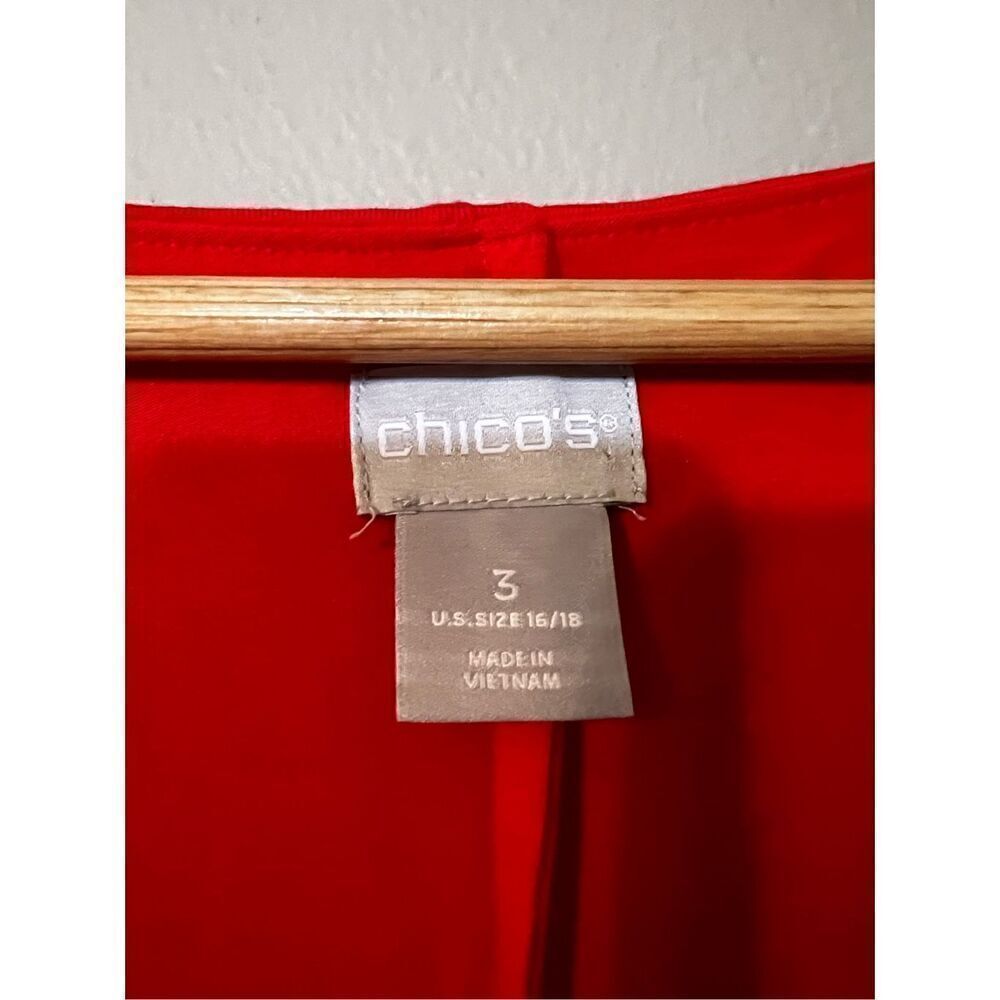 Chicos Women’s Size 3 Popover Solid Maxi Dress Red Sleeveless V Neck Slit - Picture 11 of 12
